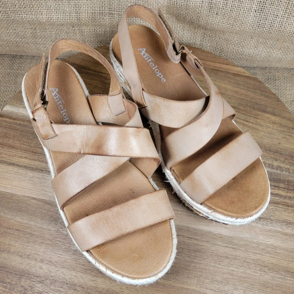Antelope Leather Platform Sandals Espadrille Anthropologie Women's EU 38 US 7.5